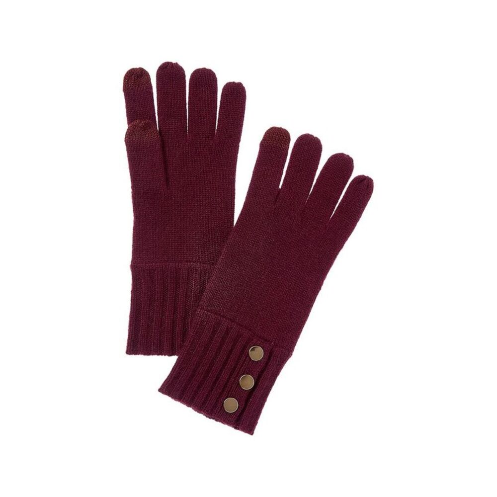 Bruno Magli Button Cuff Cashmere Gloves, Red